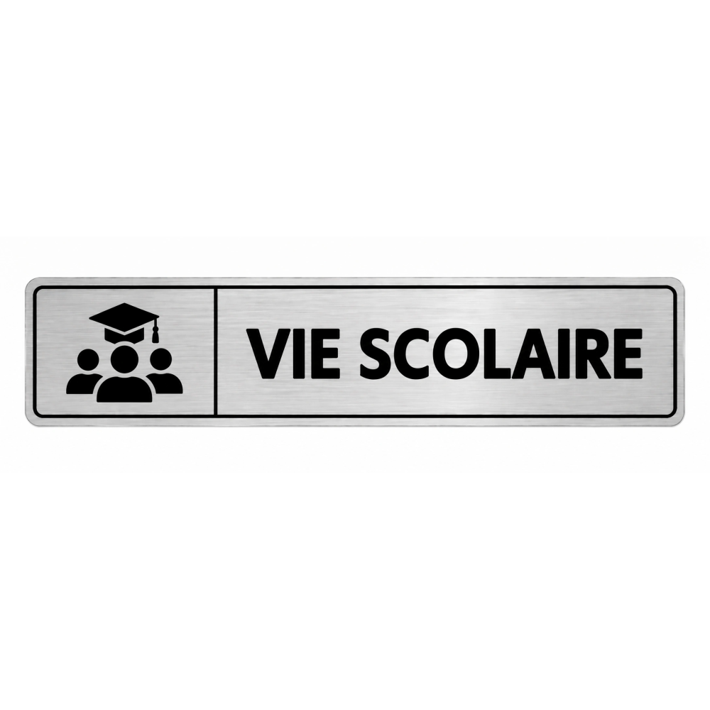 Plaque de porte Vie Scolaire PVC argent brossé - signalétique Collège - Immograv
