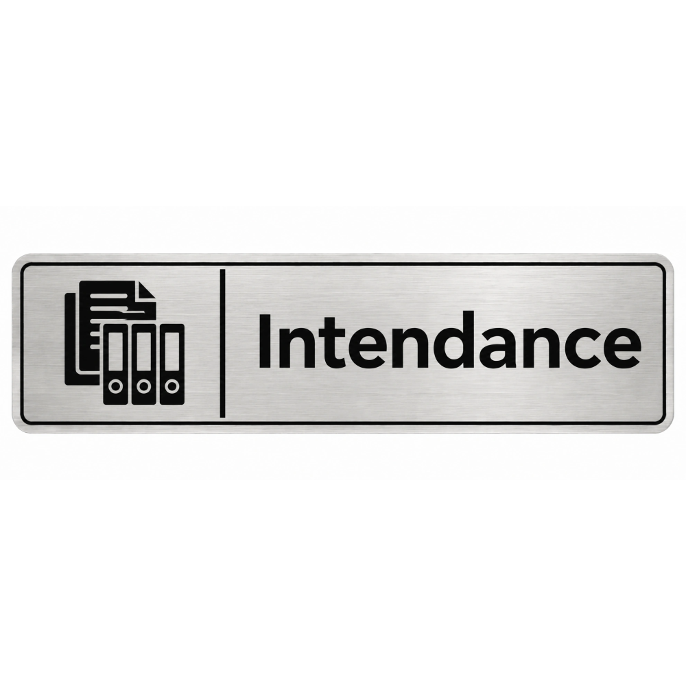 Plaque de porte Intendance PVC argent brossé - signalétique Collège - Immograv