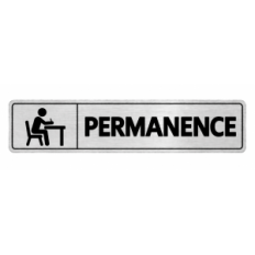 Plaque de porte Permanence PVC argent brossé - signalétique Collège - Immograv