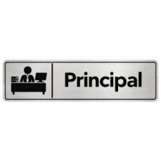 Plaque de porte Principal PVC argent brossé - signalétique Collège - Immograv