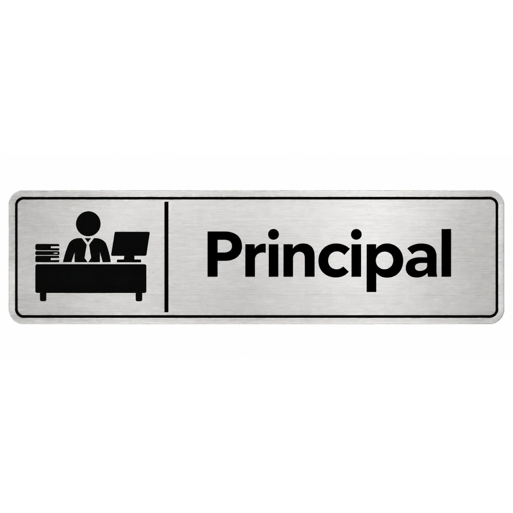 Plaque de porte Principal PVC argent brossé - signalétique Collège - Immograv