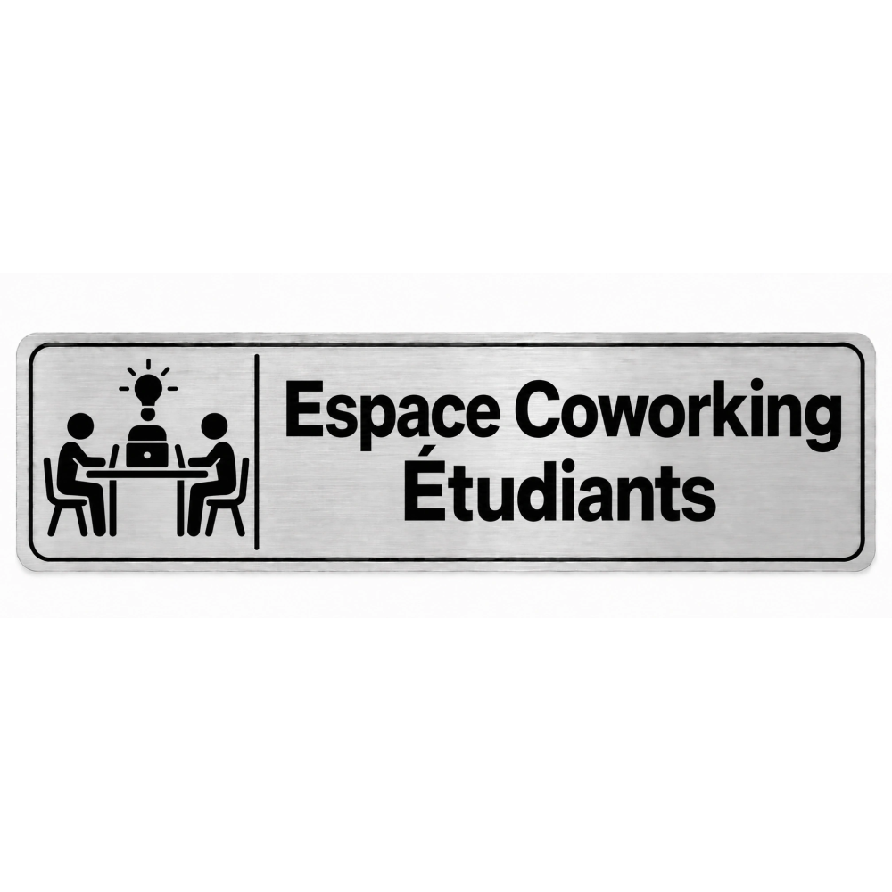 Plaque de porte Espace Coworking Étudiants - Signalétique Université & Enseignement Supérieur