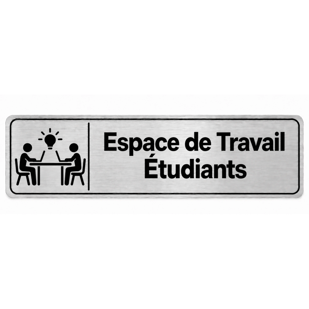 Plaque de porte Espace de Travail Étudiants - Signalétique Université & Enseignement Supérieur