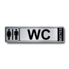 Plaque de porte WC PVC argent brossé - Immograv