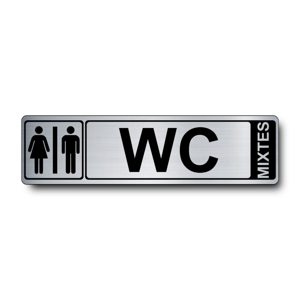 Plaque de porte WC PVC argent brossé - Immograv