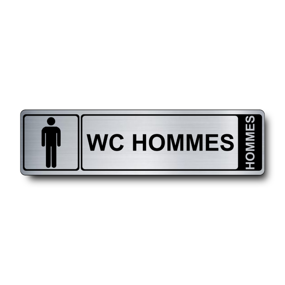 Plaque de porte WC Hommes PVC argent brossé - Immograv