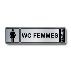 Plaque de porte WC Femmes PVC argent brossé - Immograv