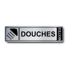 Plaque de porte Douches PVC argent brossé - Immograv