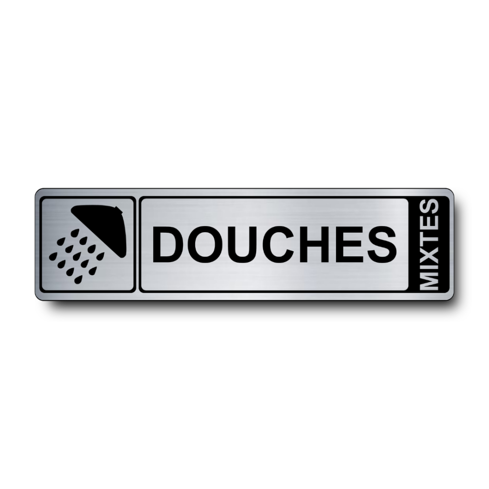 Plaque de porte Douches PVC argent brossé - Immograv