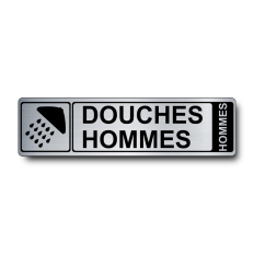 Plaque de porte Douches Hommes PVC argent brossé - Immograv