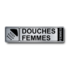 Plaque de porte Douches Femmes PVC argent brossé - Immograv