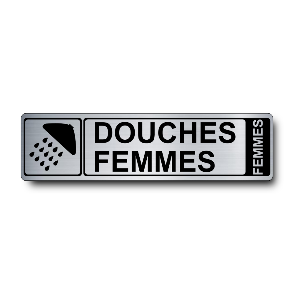 Plaque de porte Douches Femmes PVC argent brossé - Immograv