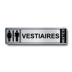 Plaque de porte Vestiaires PVC argent brossé - Immograv