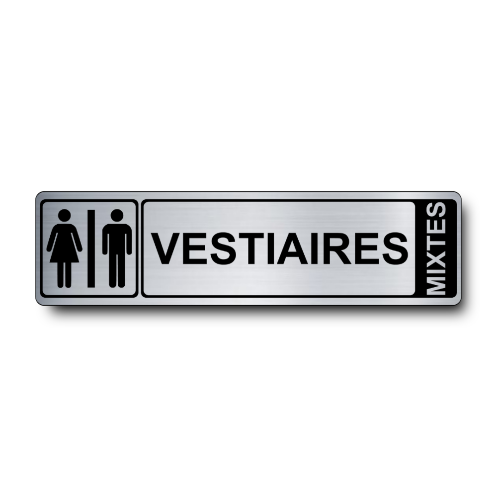 Plaque de porte Vestiaires PVC argent brossé - Immograv
