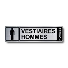 Plaque de porte Vestiaires Hommes PVC argent brossé - Immograv