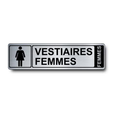 Plaque de porte Vestiaires Femmes PVC argent brossé - Immograv