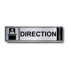 Plaque de porte Direction PVC argent brossé - Immograv