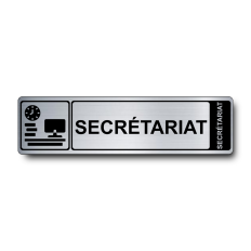 Plaque de porte Secrétariat PVC argent brossé - Immograv