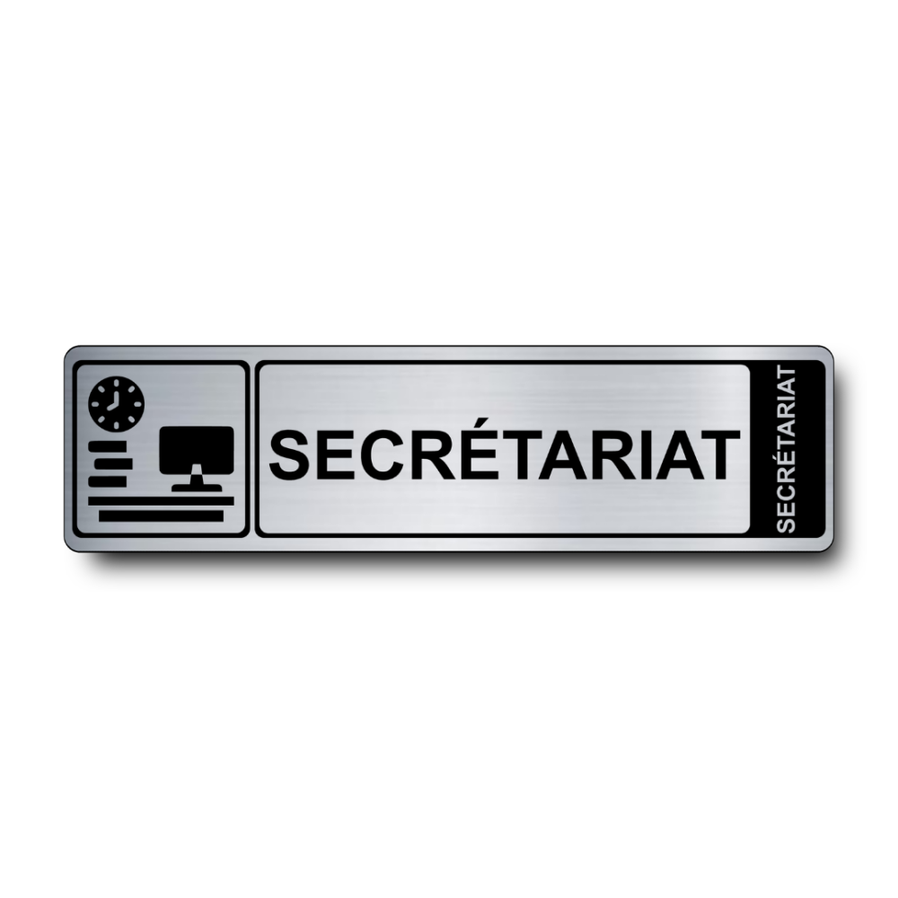 Plaque de porte Secrétariat PVC argent brossé - Immograv