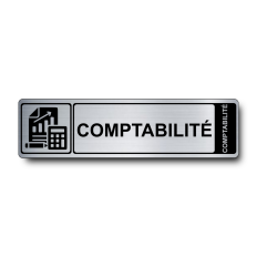 Plaque de porte Comptabilité PVC argent brossé - Immograv