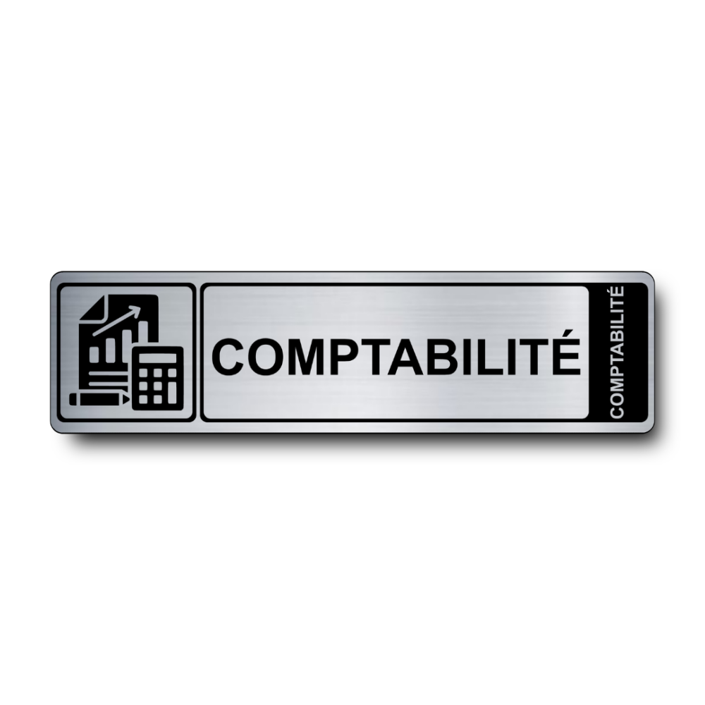 Plaque de porte Comptabilité PVC argent brossé - Immograv