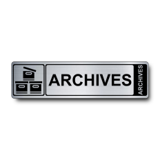 Plaque de porte Archives PVC argent brossé - Immograv