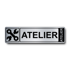 Plaque de porte Atelier PVC argent brossé - Immograv
