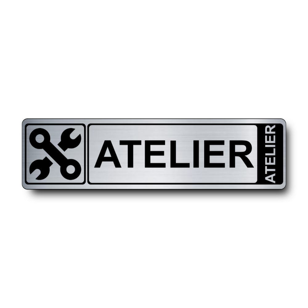 Plaque de porte Atelier PVC argent brossé - Immograv