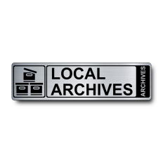 Plaque de porte Local Archives PVC argent brossé - Immograv
