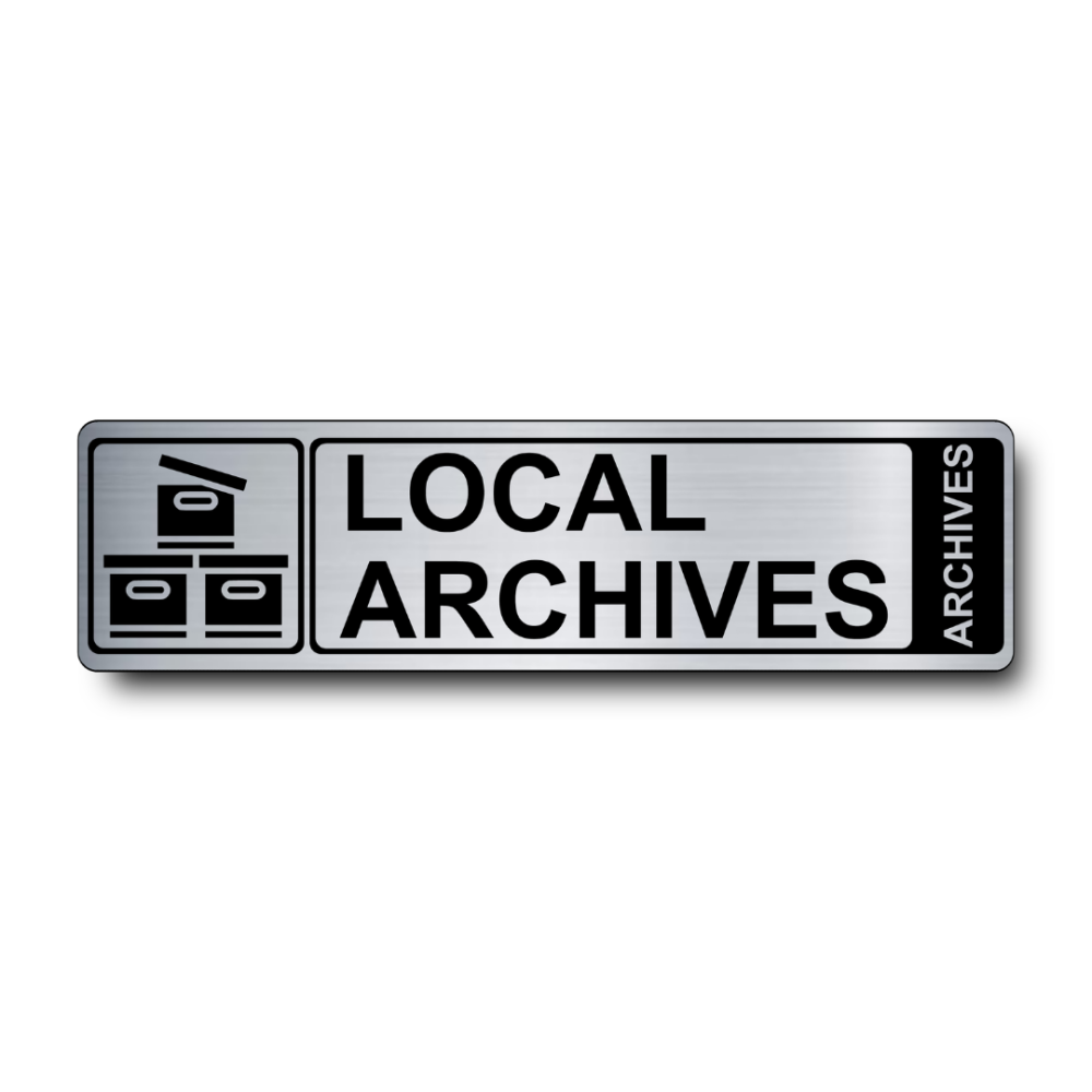 Plaque de porte Local Archives PVC argent brossé - Immograv