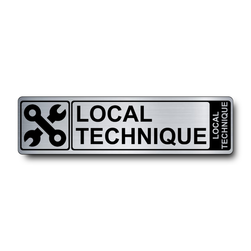 Plaque de porte Local Technique PVC argent brossé - Immograv