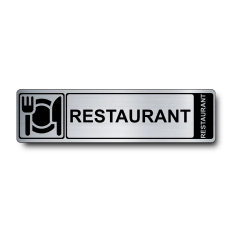 Plaque de porte Restaurant PVC argent brossé - Immograv