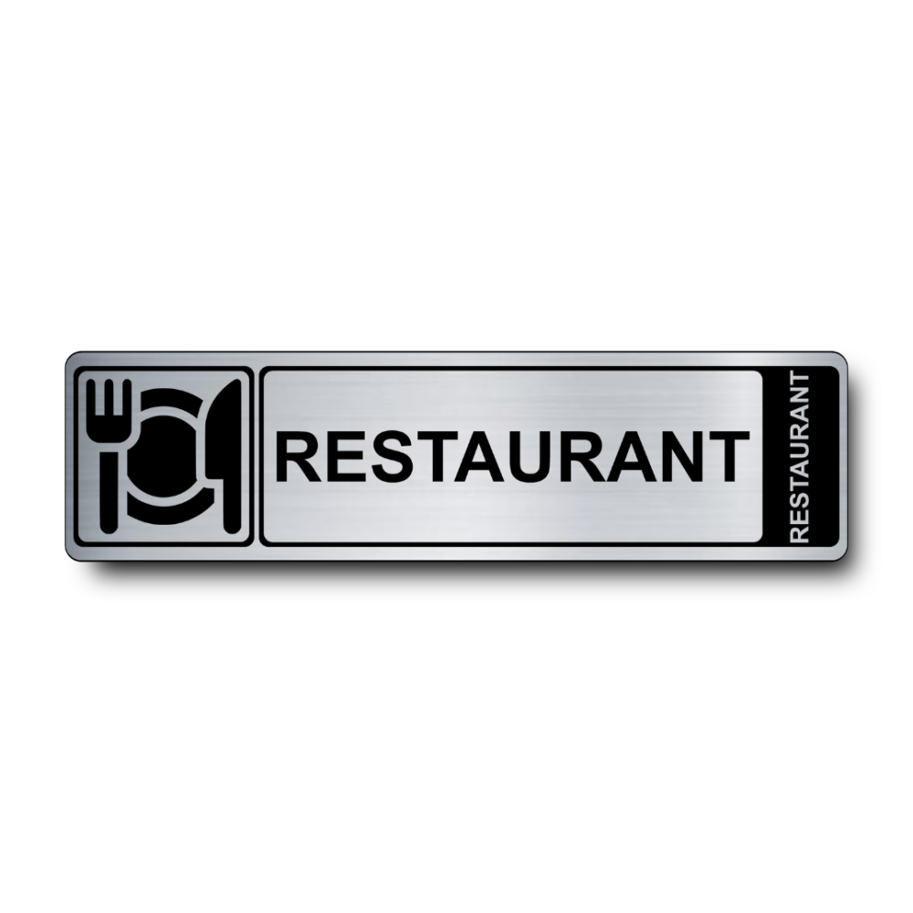 Plaque de porte Restaurant PVC argent brossé - Immograv
