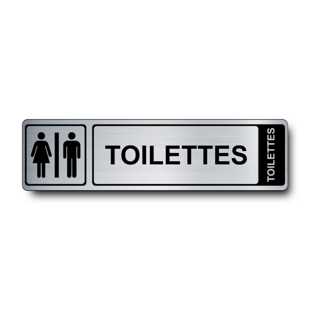 Plaque de porte Toilettes PVC argent brossé - Immograv