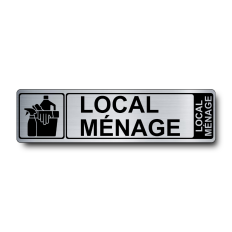 Plaque de porte Local Ménage PVC argent brossé - Immograv