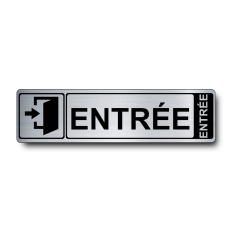 Plaque de porte Entrée PVC argent brossé - Immograv