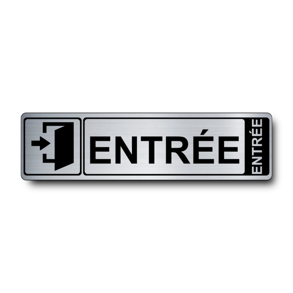 Plaque de porte Entrée PVC argent brossé - Immograv
