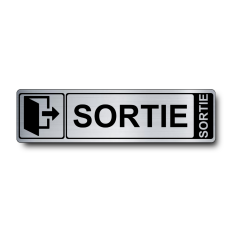 Plaque de porte Sortie PVC argent brossé - Immograv