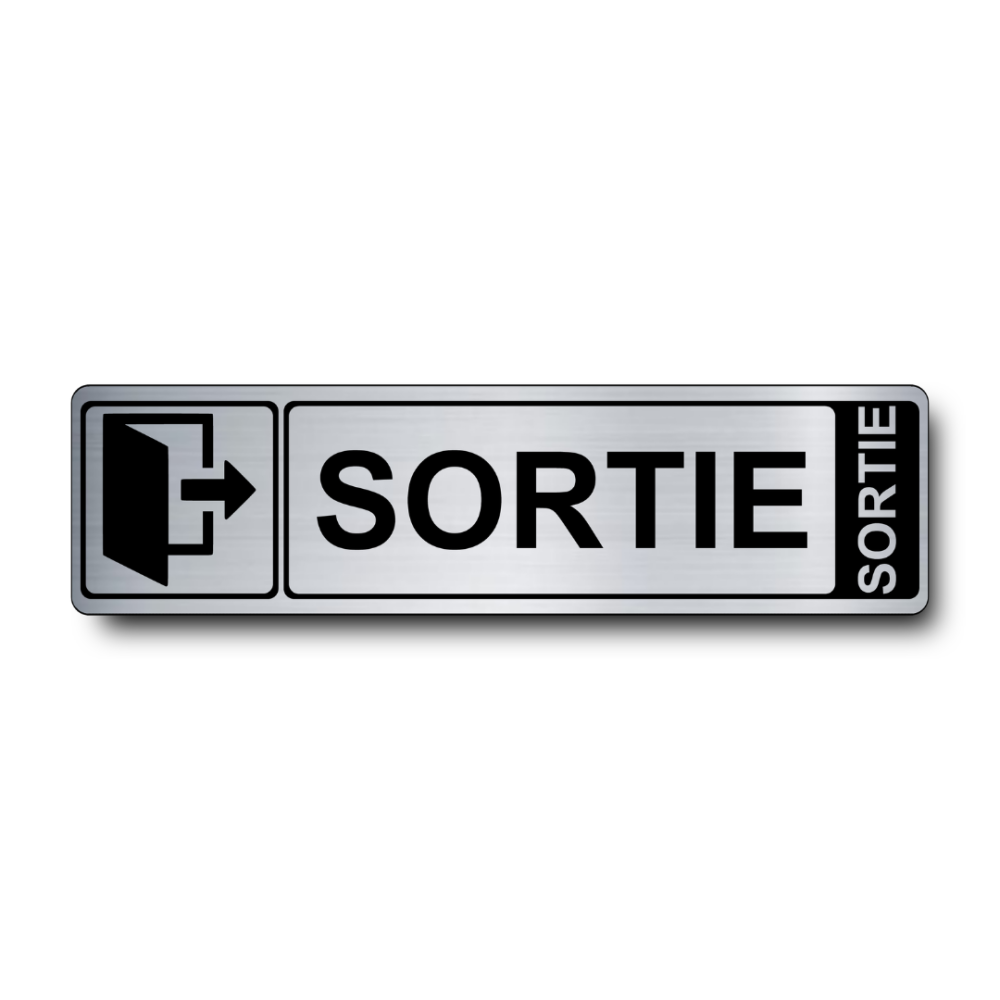 Plaque de porte Sortie PVC argent brossé - Immograv