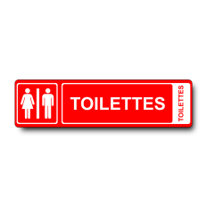 Plaque de porte Toilettes PVC rouge - Immograv
