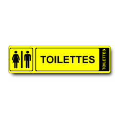 Plaque de porte Toilettes PVC jaune - Immograv