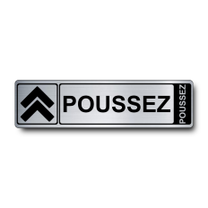 Plaque de porte Poussez PVC argent brossé - Immograv