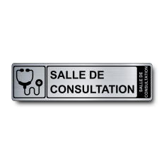 Plaque de porte Salle de Consultation PVC argent brossé - Immograv