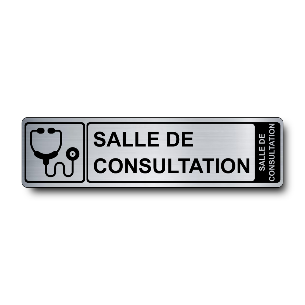 Plaque de porte Salle de Consultation PVC argent brossé - Immograv