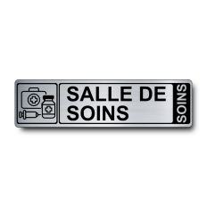 Plaque de porte Salle de Soins PVC argent brossé - Immograv