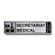 Plaque de porte Secrétariat Médical PVC argent brossé - Immograv