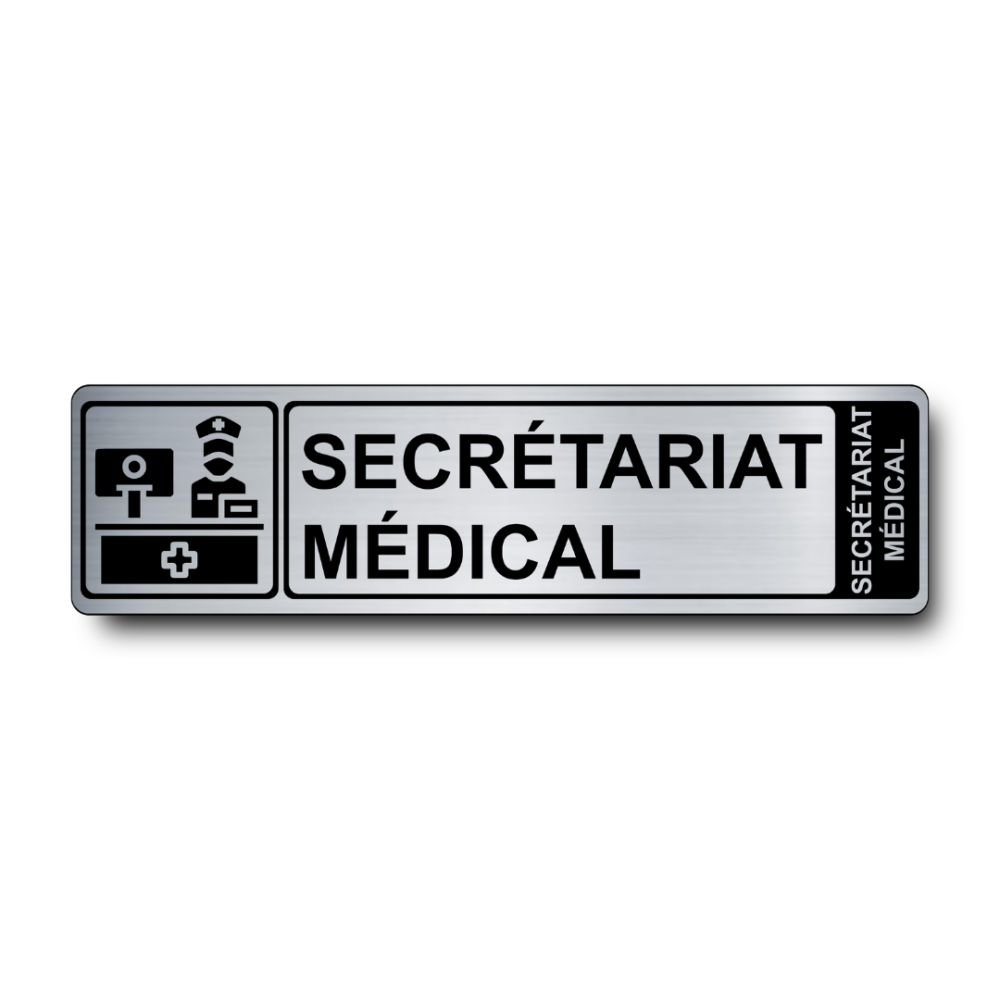 Plaque de porte Secrétariat Médical PVC argent brossé - Immograv