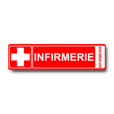 Plaque de porte Infirmerie PVC rouge - Immograv