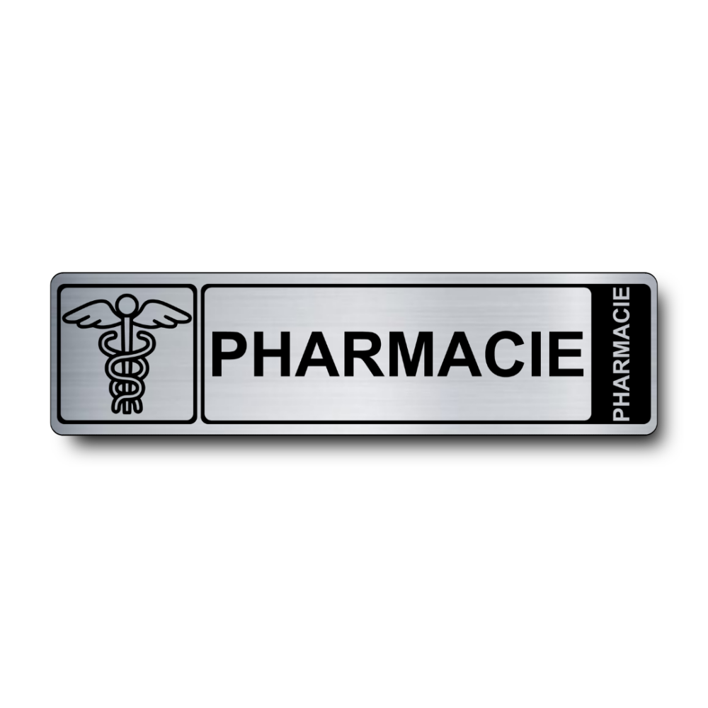 Plaque de porte Pharmacie PVC argent brossé - Immograv
