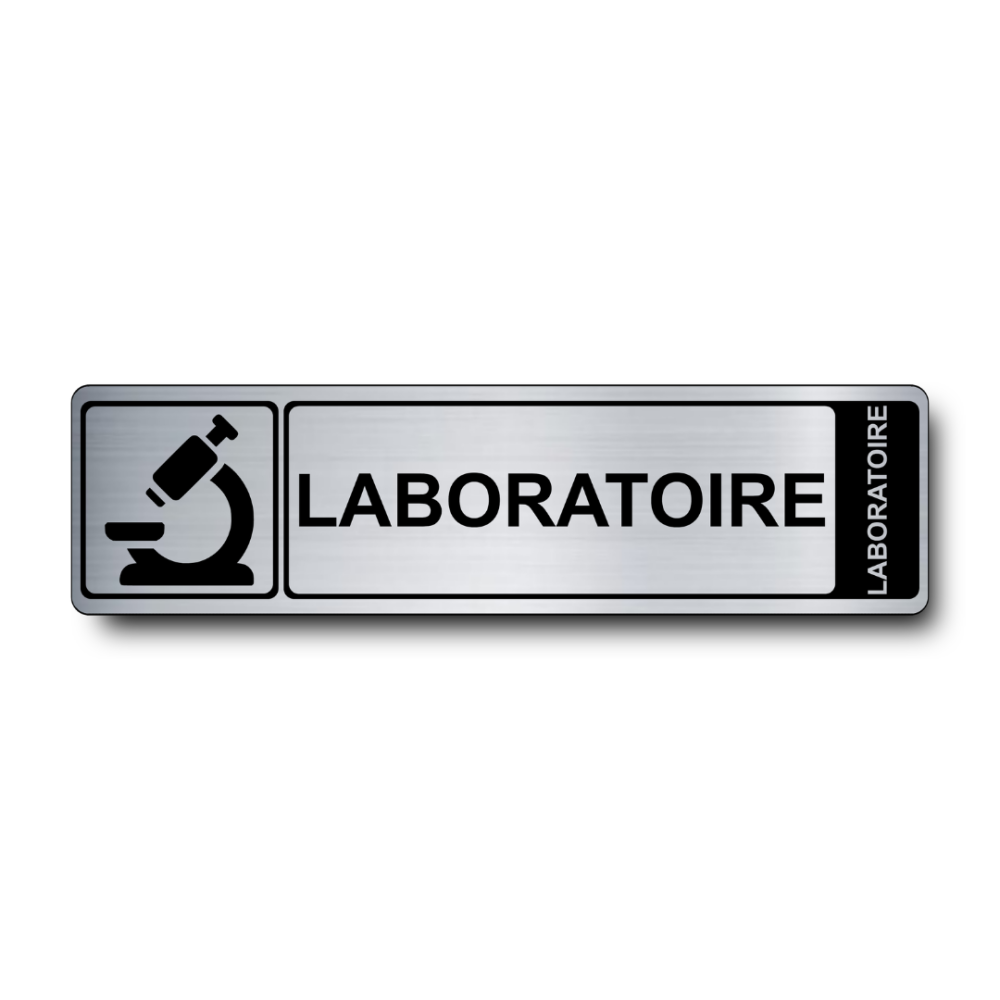 Plaque de porte Laboratoire PVC argent brossé - Immograv